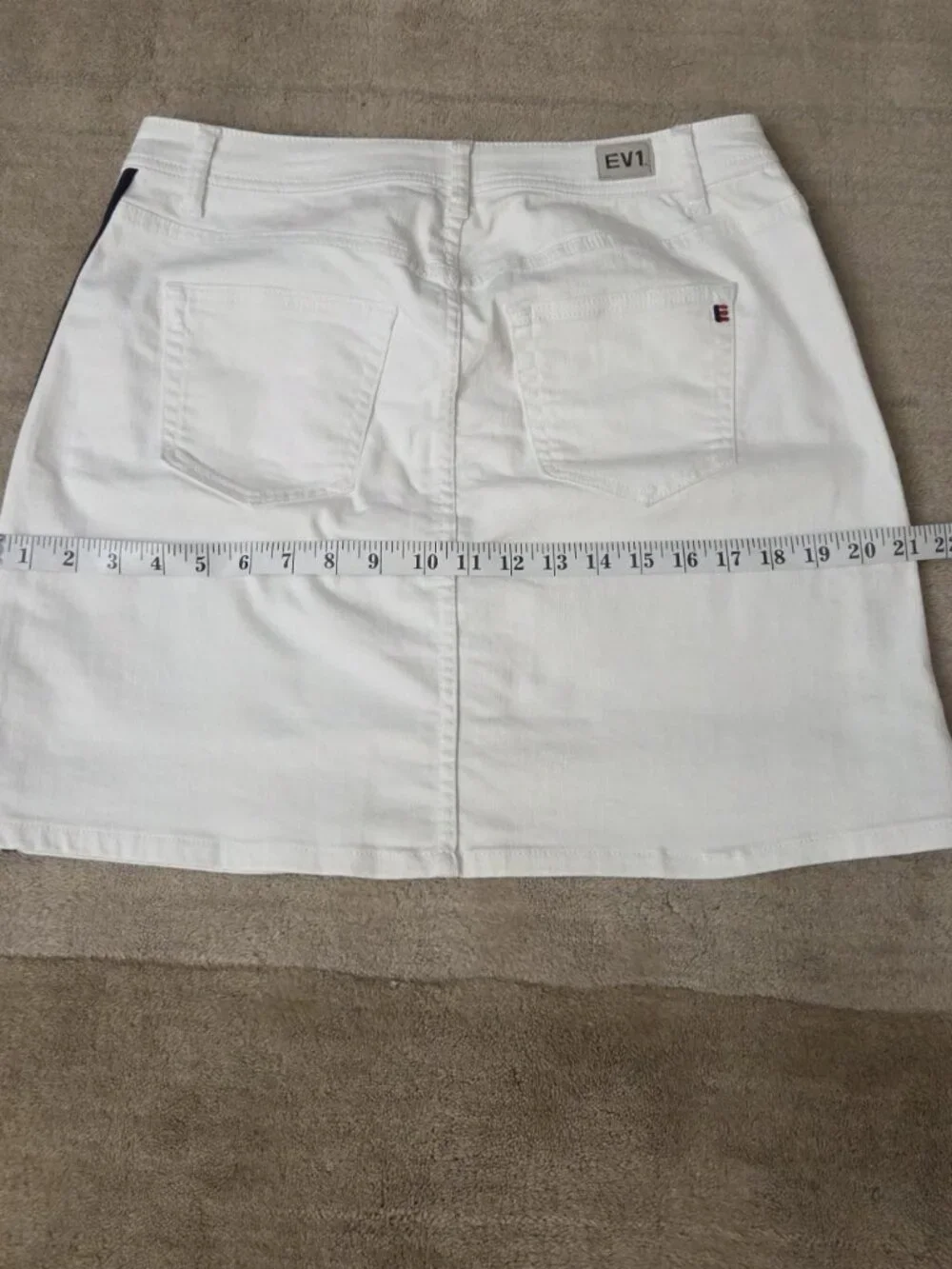Ev1 sz 6-8 White Alex Laxed Vintage Denim Jean Skirt Stretch Cotton Blend Stripe